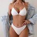 Elegant Shell-Inspired Women's Bikini Set Cream White Adjustable Triangle Top Classic Brief Bottom Swimwear_ecoleips.com