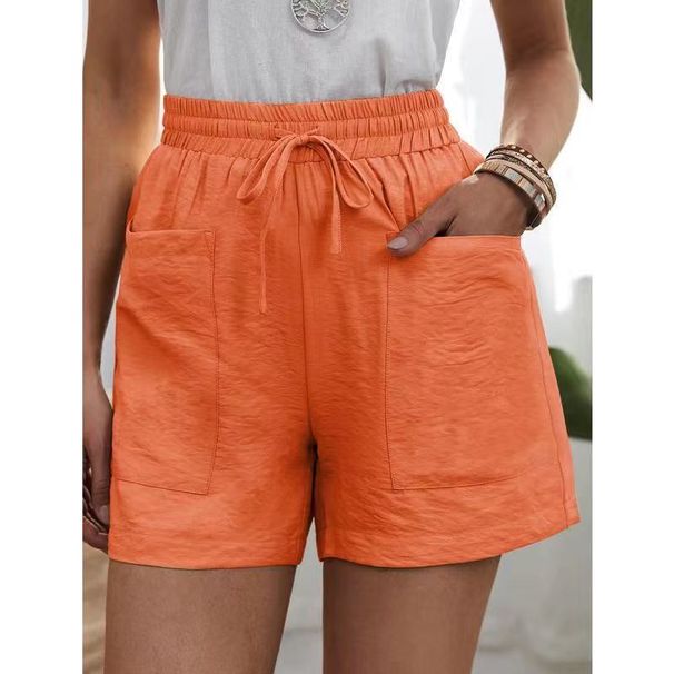 Woman Shorts Fashion Women Linen Sweatshorts Summer Pockets High Waist Cotton Blend Pockets Elastic Waist Loose Shorts_ecoleips.com