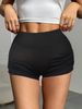 2026 New Black Shorts High Waist Peach Hip Short Pleated Tight Pants Solid Color Spicy Girl Shorts_ecoleips.com