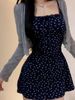 Blue Floral Print Halter Dress Women's Spring 2025 New Small Size Beach Vacation High Waist Short Skirt Commute Style Soft Fa..._ecoleips.com