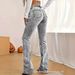 Women's mid Waist Slim Fit Flared Jeans Snowflake Wash Elastic Floor Length New European American Style 2026_ecoleips.com