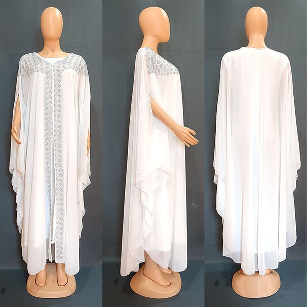 Muslim Women's Fashion Beaded Long Robe Heavy Embroidery Rhinestone Chiffon Dress For Women_ecoleips.com