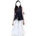Cool Silk Cotton Design Black Round-neck Irregular Ruffle Shirt For Women, 2025 Summer New Light Luxury Fashion_ecoleips.com