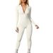 Bestseller 2023 European And American Women's Yoga Jumpsuit, Ribbed Long Sleeve Front Zipper Workout Romper_ecoleips.com