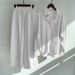 Women's Retro Cotton Linen Shirt Set Plus Size High Waisted Loose Fitting Trousers Two Piece Casual Comfortable Fashion_ecoleips.com