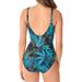 Plus Size Women's One Piece Swimsuit Leaf Pattern Elegant Extra Large Bikini_ecoleips.com