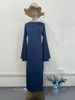 Spring Satin Slimming Dress For Women With Bell Sleeves And Waist Cinching Solid Color Blend Of Cotton And Polyester_ecoleips.com