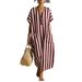 Women's Loose Fit V Neck Striped Floral Print Maxi Dress – Casual Boho Summer Resort Gown 2026_ecoleips.com