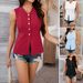 2025 Spring Summer Women's Casual Button Cardigan - Sleeveless Solid Color Vest, Holiday All-Match Style_ecoleips.com