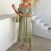 Bohemian Color Block Two-Wear Short Sleeve Casual Loose Maxi Dress For Beach Holiday Vacation_ecoleips.com