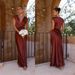 Women's new satin solid color V-neck sexy fishtail skirt wedding party long dress dress_ecoleips.com