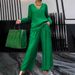 Women's Stretch Polyester Travel Pantsuit - Elastic Lounge Set With Long Sleeve & Trousers (10 Colors, S-5xl)_ecoleips.com