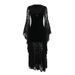 Women's Dark Style Elegant Dress Batwing Sleeve Lace Patchwork Velvet New Arrival Halloween Autumn_ecoleips.com