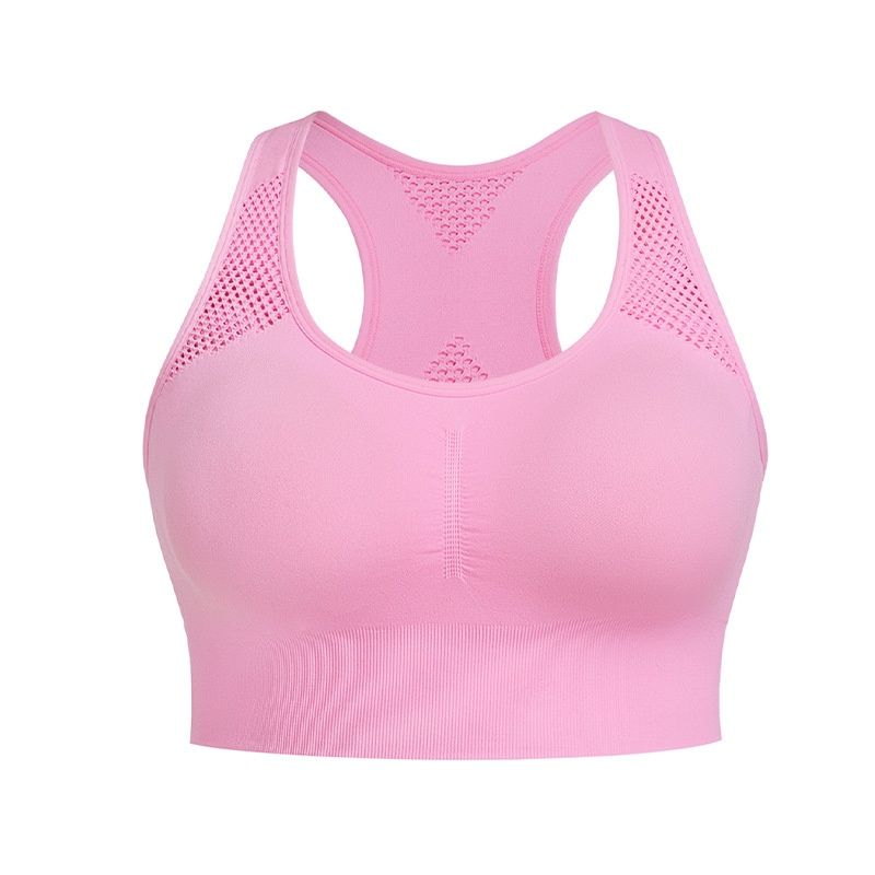 European And American Plus-size Solid Color Sports Bra Vest, Beautiful Back, Shockproof, For Outdoor Running, Yoga,_ecoleips.com