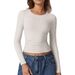 Top Autumn T-shirt Round Neck Spicy Girl Long Sleeve Hoodie Milk Silk Bottom Shirt Women's_ecoleips.com