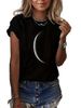 European And American Cross-border Foreign Trade Wholesale Clothing, Moon Pattern Round Neck Plus Size Short-sleeve_ecoleips.com