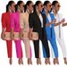 AL249 Women's Casual Two Piece Suits Set OL Office Wear Jackets And Trousers_ecoleips.com