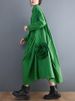 Patchwork Floral Green Shirt Dresses For Women Spring Autumn New Long Sleeve Loose Casual Vintage Dress Fashion Elegant Clothing_ecoleips.com