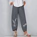 Suitable For All Seasons Yama Sun New Style Solid Color Plus Size Women's Simple Loose Casual Nine-point Pants_ecoleips.com