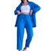 Women's Clothing Women's Summer Wrinkled Cloth Long Sleeved Casual Style Shirt High Waist Wide Leg Pants Set_ecoleips.com