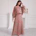 Plus Size Abstract Print 2-Piece Set - Batwing Sleeve Top & Maxi Skirt, Loose-Fit Casual Co-Ord For Women_ecoleips.com
