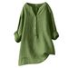 2025 Summer Loose Solid Color Shirt Cotton Linen Top With Pockets Women's Clothing_ecoleips.com