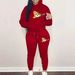 Women's Warm Hooded Zipper Print Sweatshirt with Cartoon Bear Design for Autumn/Winter Casual Street Dance Fashion Set with Sweatpants_ecoleips.com