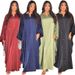 A001 Middle East Cross-border New Hot-selling Modest Women's Fashion Loose Rhinestone Abaya V-neck Long Dress_ecoleips.com