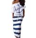 Women's Two-Piece Off-Shoulder Navy Anchor Print Skirt Set For Women_ecoleips.com