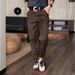 Women's High Waist Straight Leg Pants – Classic Versatile Trousers For Work & Casual (Sea Blue/Black/Greyish/Dark Brown/White/Olive Green)_ecoleips.com