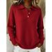 Autumn/Winter Casual And Laid-Back Style Women's Polo Shirt With Flared Collar, Long Sleeves, And Buttoned Sweater Top_ecoleips.com