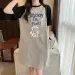 Summer Korean-style Cute Cartoon Letter Cat Loose Round-neck Short-sleeved Women's Dress_ecoleips.com