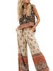 Women's Breathable 3D Stripe Sleeveless Top And Wide-Leg Pants Set Vacation-Ready Outfit Six Color Options_ecoleips.com