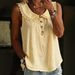Women's Sleeveless Shirt Summer Fashion Design Loose Solid Color Collar Lace Button American Style Clothing_ecoleips.com