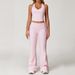 Zechuang Women's High Waist Racerback Yoga Set Sports Fitness Running Suit Fold Up Design Naked Feel_ecoleips.com
