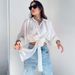 Women's Clothing Lace Up Long Sleeved Cardigan Spring And Summer Navel Baring Loose Shirts With Bat Sleeves_ecoleips.com