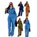 Aria Basics New Spring Women's Set: European American Style French Fashion Washed Blue Denim Top And Straight-Leg Pants_ecoleips.com
