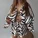 Zebra Print Long Sleeve Shorts Loose Wearable Pajama Set European And American Autumn New Home Wear For Women_ecoleips.com
