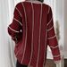 Aria Basics Aria Basics European American Cross-border V-neck Color-blocked Vertical Stripe Pullover Autumn And Winter New Loose Sweater_ecoleips.com