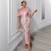 Women's Clothing New Women's Dress One Shoulder Chiffon Splicing Sequin Long Dress Party Dress_ecoleips.com