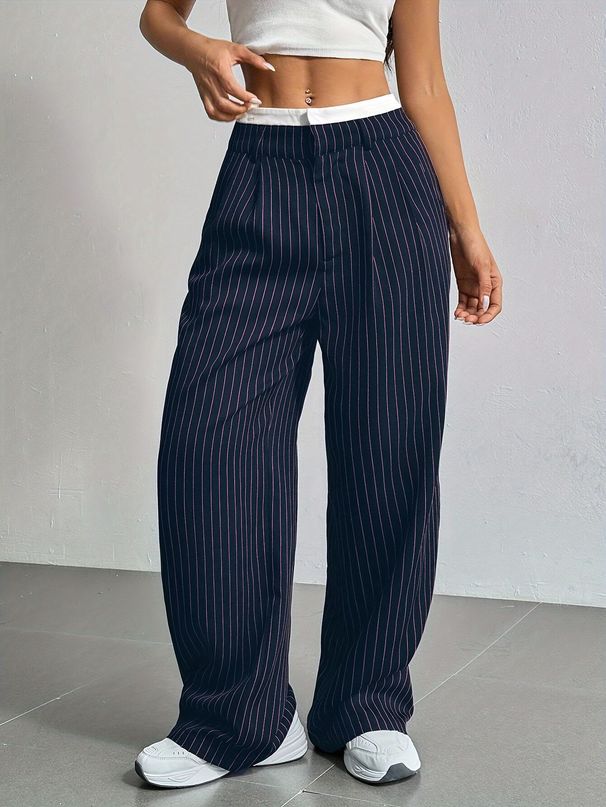 Women's Clothing Spring And Summer New High Waist Splicing Simple Drape Straight Straight Trousers_ecoleips.com
