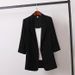 Korean Style Loose Women's Blazer Summer Thin Casual Oversized Suit Jacket With Notched Lapel & 3/4 Sleeve_ecoleips.com