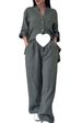 plus Size Loose Fitting Casual Shirt Southeast Cotton And Linen Fashionable Solid Color Sportswear Set For Women_ecoleips.com