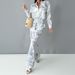 Women's Clothing New Casual Printed Lace Up Shirt Trousers Fashion Spring Suit_ecoleips.com