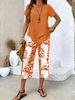 Women's Summer Fashion High-Waisted Wide Leg Pants Set Short-Sleeved Two-Piece Outfit for Spring/Autumn_ecoleips.com