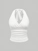 Women's Clothing Retro Leopard Print Backless Fashion Halter Neck Top V Neck Sexy Hot Girl Sleeveless Small Vest Female_ecoleips.com