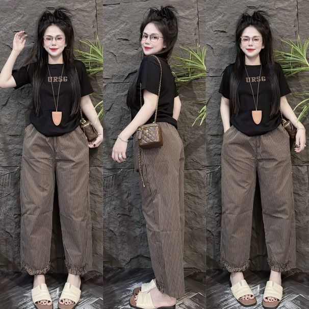 Women's Clothing Women's Summer Fashion Two Piece Set Embroidered Letter Loose Slimming Wide Leg Pants With Short Sleeve Lace Top_ecoleips.com