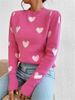 Women's Clothing New Heart Shaped Pattern Loose Round Neck Knitted Pullover Sweater_ecoleips.com