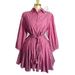 Women's Striped Shirt Dress American Style Lapel One Row Of Buttons Drawstring Waist Casual Elegant Fashion Autumn 2026_ecoleips.com