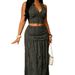 Women's Backless Tie Waist Crop Top And Long Skirt Fashion Set Spring Summer Collection_ecoleips.com